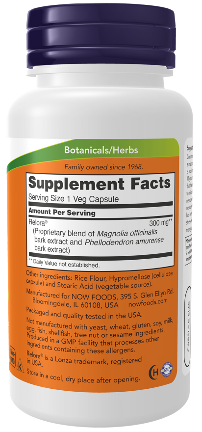 NOW Foods - Relora 300mg, 60 capsule - Billede 2