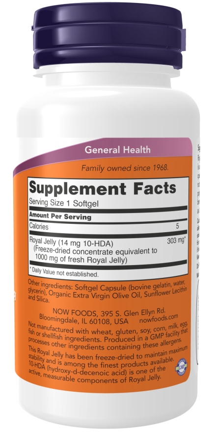 NOW Foods - Gelée Royale, echivalent 1000mg - 60 capsule moi - Billede 2