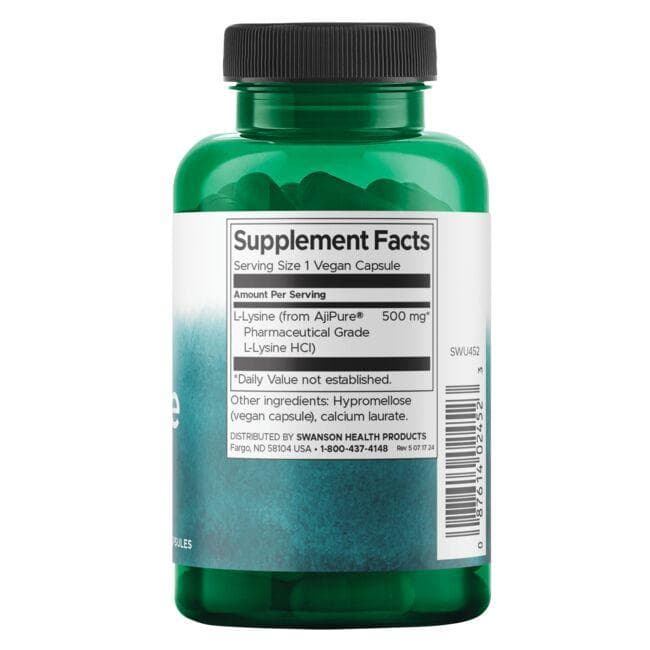 Swanson - AjiPure L-Lizină 500 mg, 90 capsule - imagine 2