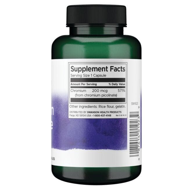 Swanson - Picolinat de Crom 200 mcg, 200 capsule - Billede 2