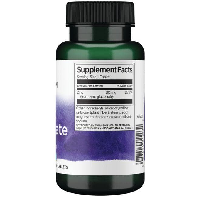Swanson - Gluconat de Zinc 30 mg, 250 tablete - Billede 2