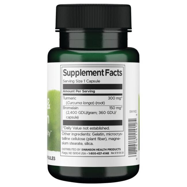 Swanson - Turmeric și Bromelaină, 60 capsule - Billede 2