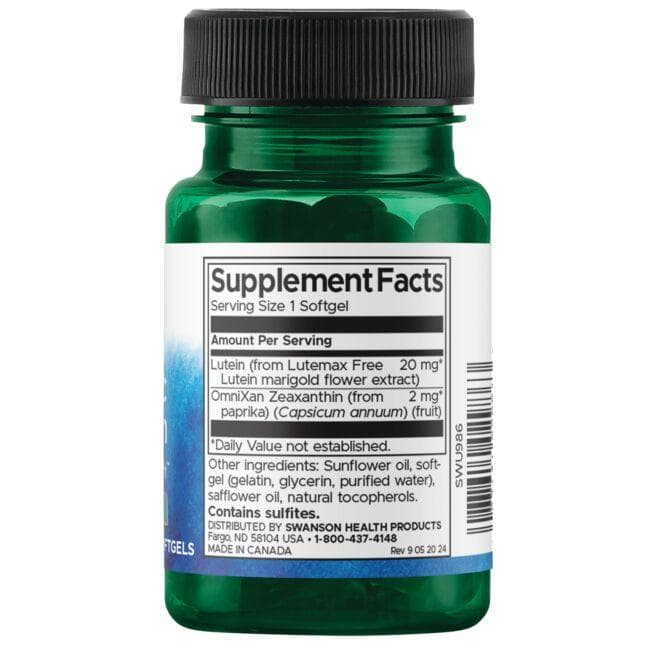 Swanson - Sănătate Sinergică a Ochilor Lutein & Zeaxanthin, 60 capsule moi - Billede 2