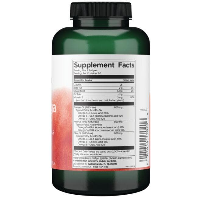 Swanson - MultiOmega 3-6-9 cu Ulei de In, Borago și Pește - 120 capsule moi - imagine 2