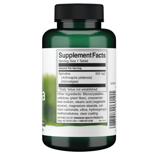 Swanson - Spirulina 500 mg, 180 tablete - Billede 3
