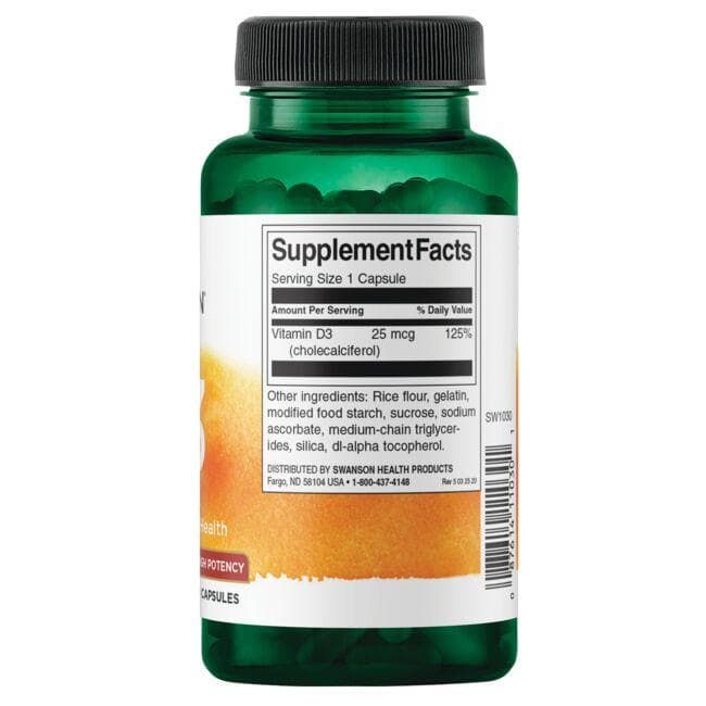 Swanson - Vitamina D-3 1000 UI, 250 capsule - Billede 2