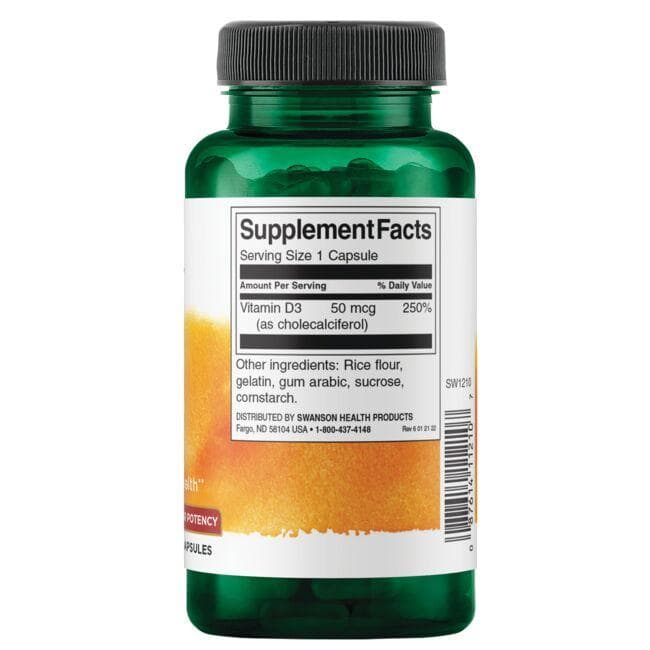Swanson - Vitamina D-3 2000 UI, 250 capsule - Billede 2