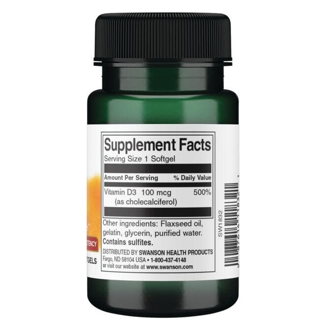 Swanson - Vitamina D-3 4000 IU, 90 capsule - Billede 2