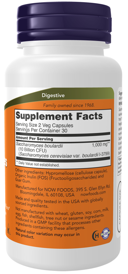 NOW Foods - Saccharomyces Boulardii, 60 capsule - Billede 2