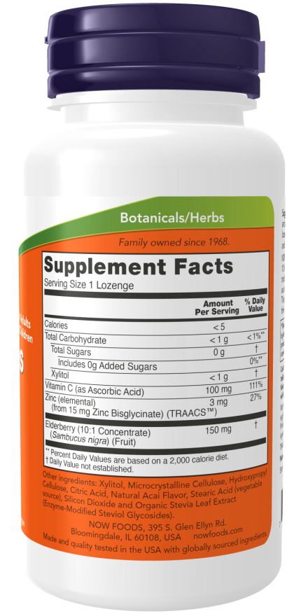 NOW Foods - Sambucus cu Zinc-C, 60 pastile - Billede 2