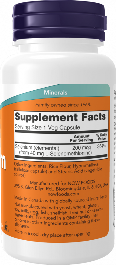 NOW Foods - Seleniu, 200mcg, 90 capsule - Billede 2