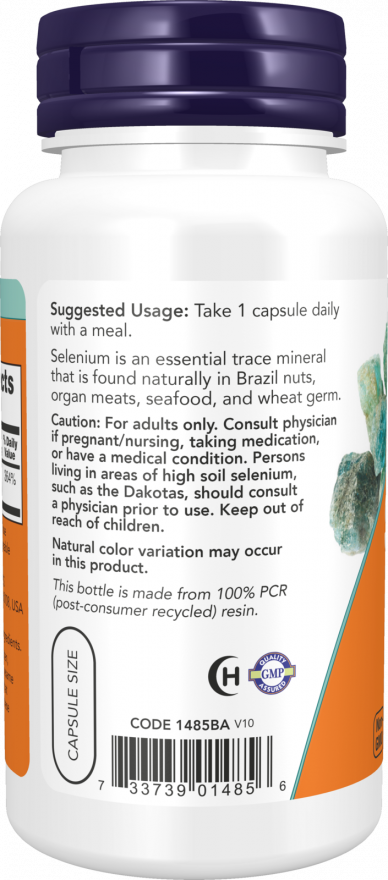 NOW Foods - Seleniu, 200mcg, 90 capsule - Billede 3