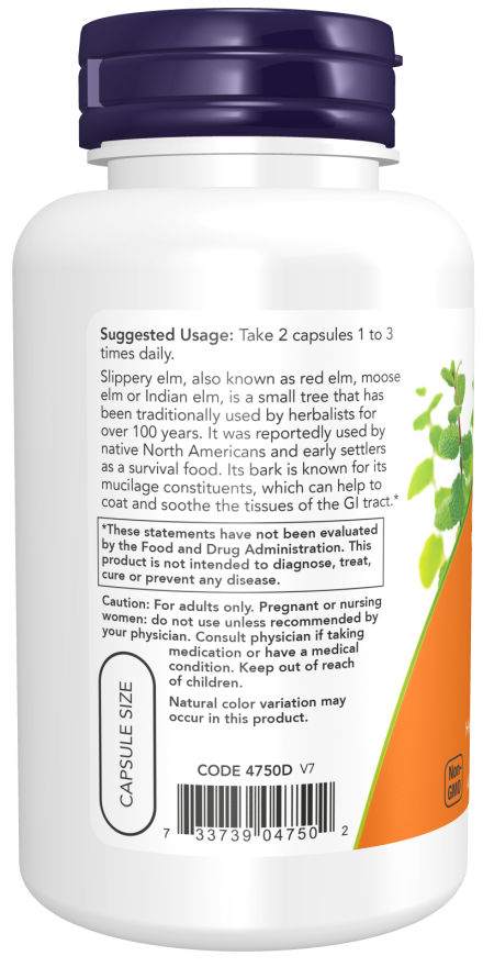 NOW Foods - Ulm Glabru, 400mg - 100 capsule - Billede 2