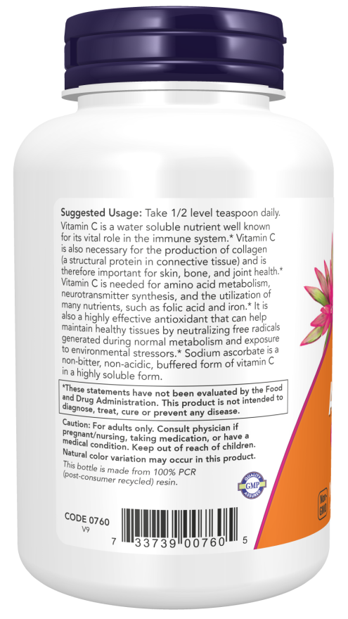 NOW Foods - Ascorbat de Sodiu, Pudră Tamponată - 227g - Billede 3