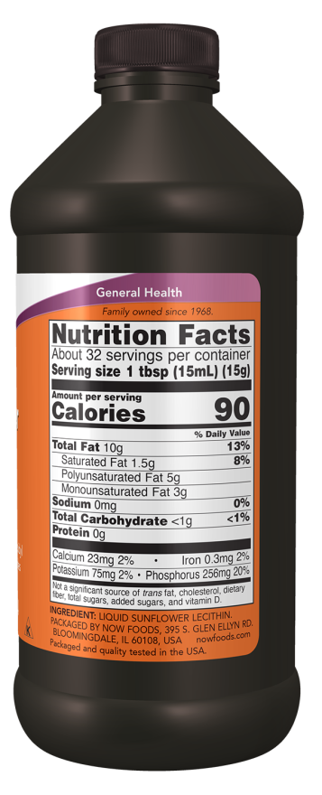 NOW Foods - Lecitină de Floarea Soarelui Lichidă, 473 ml - Billede 2