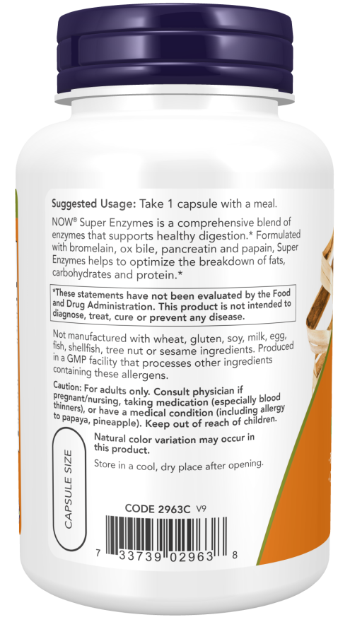 NOW Foods - Super Enzymes, 90 capsule - Billede 3