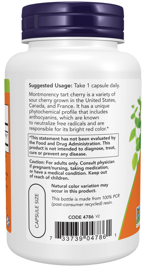 NOW Foods - Cireșe Surinam, 500 mg - 90 capsule - Billede 3