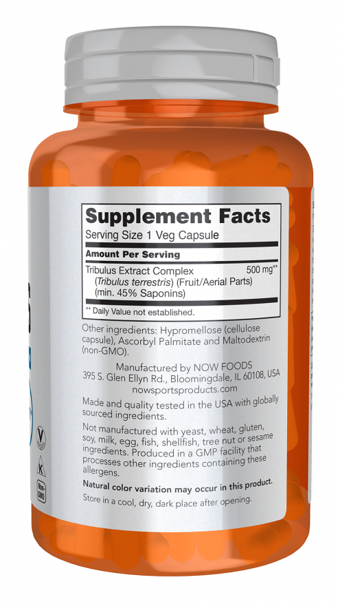 NOW Foods - Tribulus 500 mg, 100 capsule - Billede 2