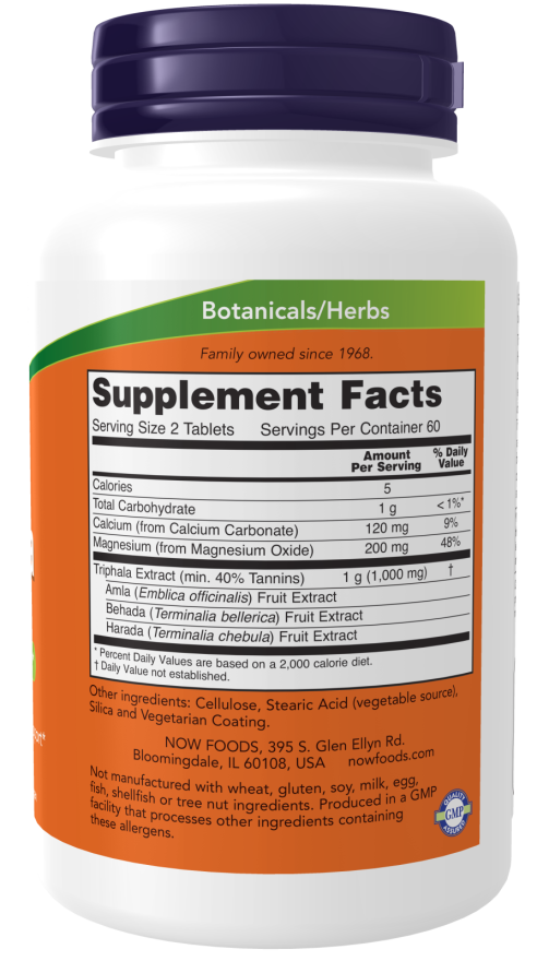 NOW Foods - Triphala, 500 mg - 120 tablete - Billede 2