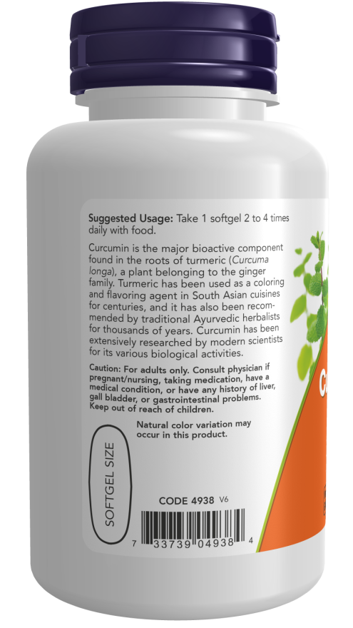 NOW Foods - Curcumin din Turmeric, 60 capsule moi - imagine 3