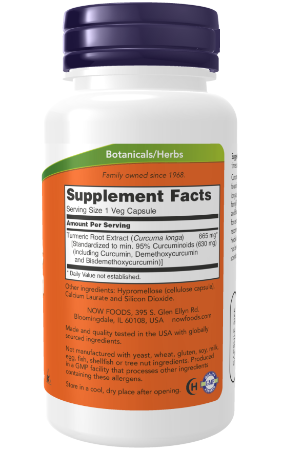 NOW Foods - Curcumin din Turmeric, 60 capsule - Billede 2