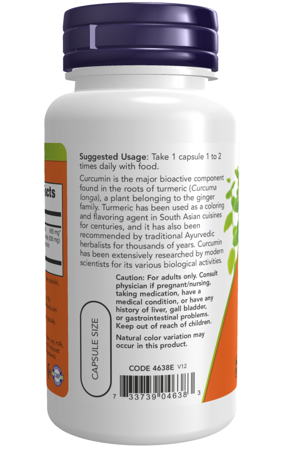 NOW Foods - Curcumin din Turmeric, 60 capsule - Billede 3