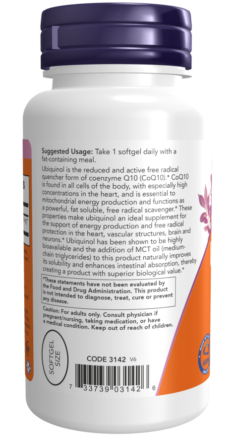 NOW Foods - Ubiquinol, 100mg - 60 capsule moi - imagine 3