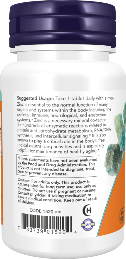 NOW Foods - Zinc, 50mg - 250 tablete - Billede 3