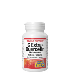Natural Factors C Extra + Quercetin Bioflavonoids 500 mg/250 mg (90 Capsules)