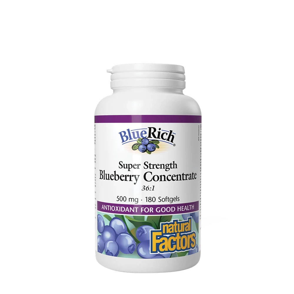 Natural Factors Super Strength Blueberry Concentrate 500 mg (180 Softgels)